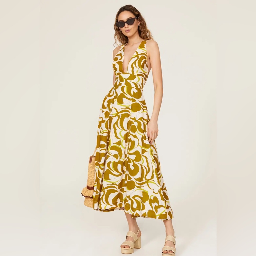 NICHOLAS Brown and Cream Midi Dress - Picture 2 of 10